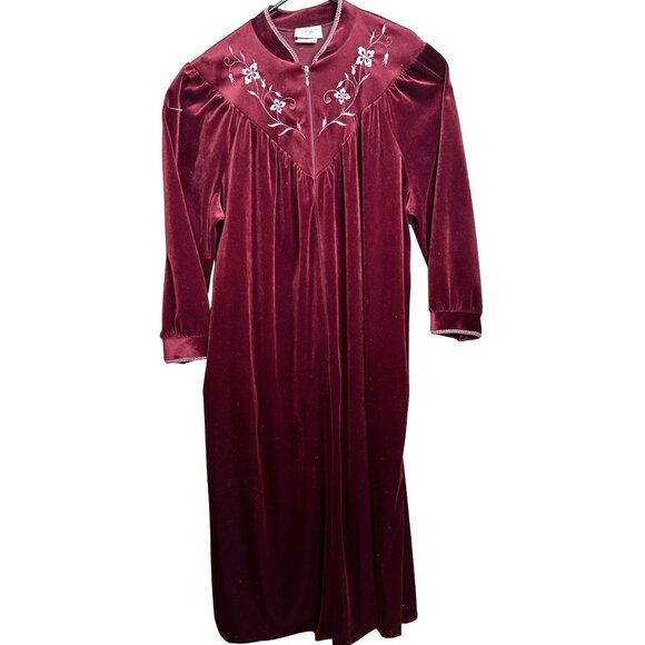 Amanda Stewart Other - Vtg Housecoat Loungewear Dress Robe Women Burgundy Full Length 1X Grannycore